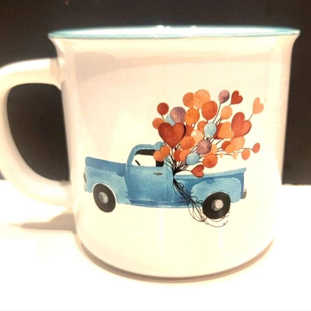 Heatherlee Chan Blue Watercolor Vintage Truck w/ Heartshaped Balloons